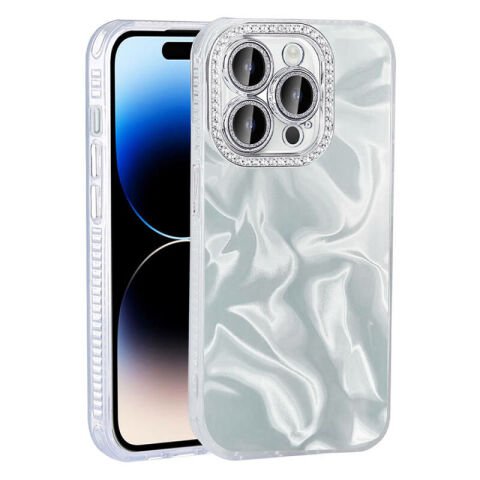 Apple iPhone 14 Pro Kılıf Airbagli Parlak Taş Detay Tasarımlı Patinda Esila Kapak