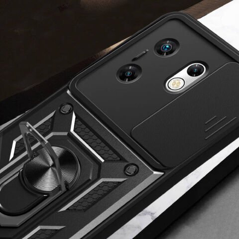 İnfinix Zero 30 4G Kılıf Magnetik Standlı Kamera Korumalı Patinda Sürgülü Vega Kapak