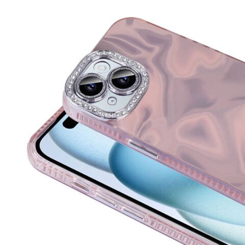 Apple iPhone 13 Kılıf Airbagli Parlak Taş Detay Tasarımlı Patinda Esila Kapak