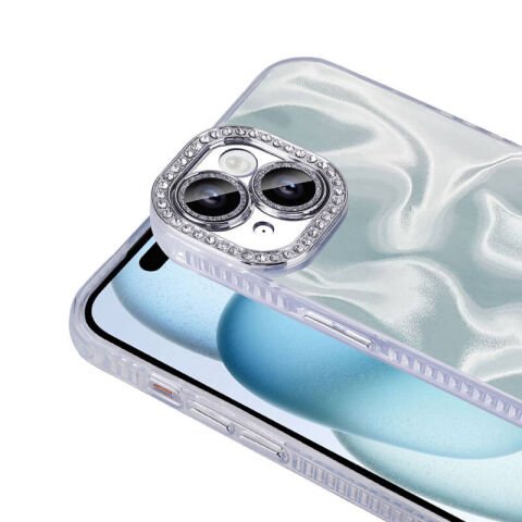 Apple iPhone 13 Kılıf Airbagli Parlak Taş Detay Tasarımlı Patinda Esila Kapak