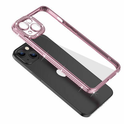 Apple iPhone 13 Kılıf Kamera Korumalı Taşlı Patinda Mina Kapak