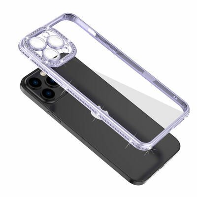 Apple iPhone 12 Pro Max Kılıf Kamera Korumalı Taşlı Patinda Mina Kapak