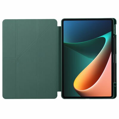 Xiaomi Mi Pad 5 Kılıf Patinda Tri Folding Kalem Bölmeli Standlı Kılıf