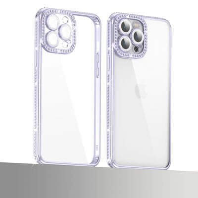 Apple iPhone 12 Pro Max Kılıf Kamera Korumalı Taşlı Patinda Mina Kapak