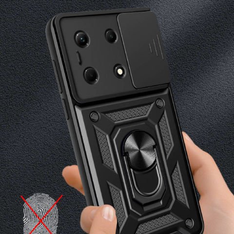 İnfinix Note 30 4G Kılıf Magnetik Standlı Kamera Korumalı Patinda Sürgülü Vega Kapak