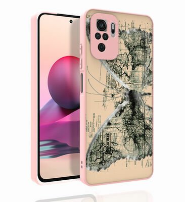 Xiaomi Redmi Note 10S Kılıf Desenli Kamera Korumalı Parlak Patinda Nora Kapak