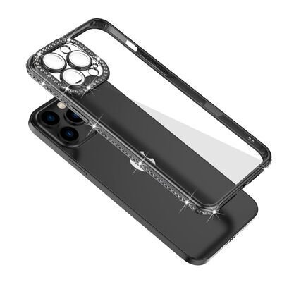 Apple iPhone 12 Pro Kılıf Kamera Korumalı Taşlı Patinda Mina Kapak