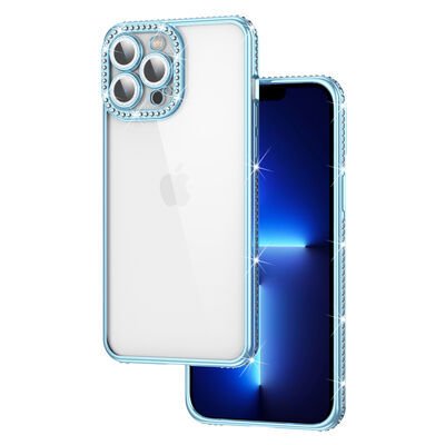 Apple iPhone 12 Pro Kılıf Kamera Korumalı Taşlı Patinda Mina Kapak