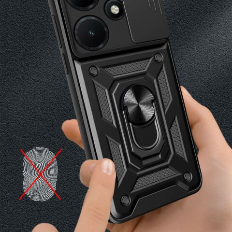 İnfinix Hot 30i Kılıf Magnetik Standlı Kamera Korumalı Patinda Sürgülü Vega Kapak