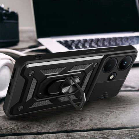 İnfinix Hot 30i Kılıf Magnetik Standlı Kamera Korumalı Patinda Sürgülü Vega Kapak