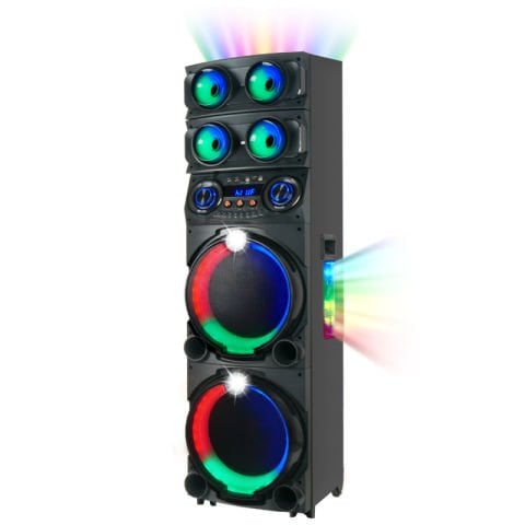 Patinda GD-2126 Dijital LED Göstergeli FM Radyolu Mikrofonlu RGB TWS Çift 12 inç Stereo Bass Kablosuz Karaoke Hoparlör