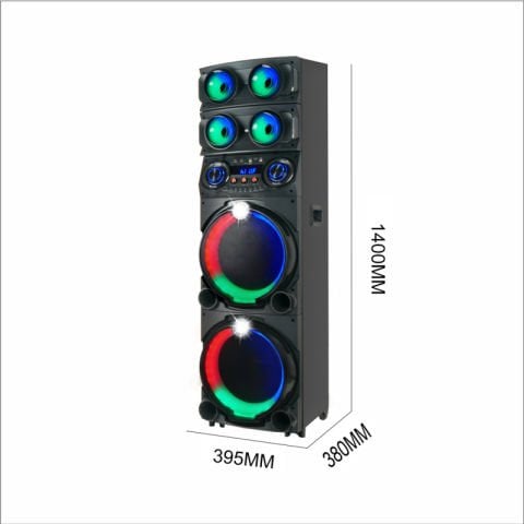 Patinda GD-2126 Dijital LED Göstergeli FM Radyolu Mikrofonlu RGB TWS Çift 12 inç Stereo Bass Kablosuz Karaoke Hoparlör