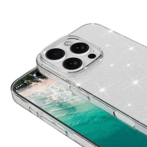 Apple iPhone 16 Pro Kılıf Parlayan Simli Şeffaf Redos Kapak
