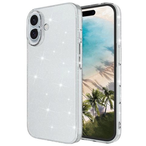 Apple iPhone 16 Plus Kılıf Parlayan Simli Şeffaf Redos Kapak