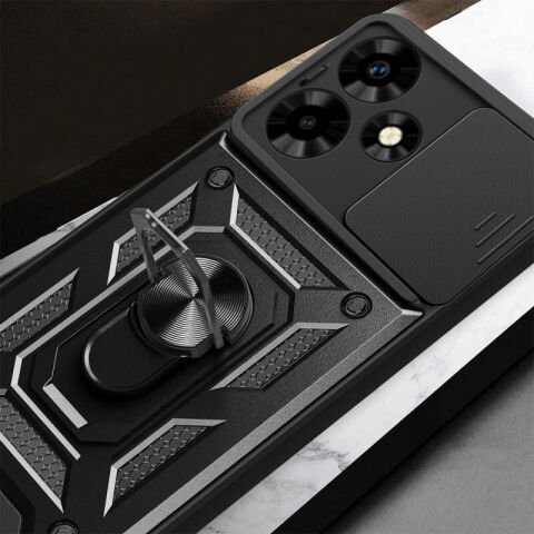 İnfinix Hot 30 Kılıf Magnetik Standlı Kamera Korumalı Patinda Sürgülü Vega Kapak