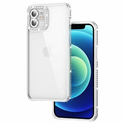 Apple iPhone 11 Kılıf Kamera Korumalı Taşlı Patinda Mina Kapak