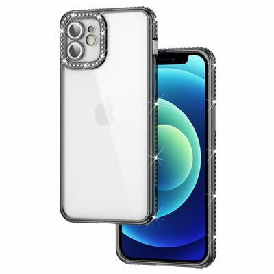 Apple iPhone 11 Kılıf Kamera Korumalı Taşlı Patinda Mina Kapak