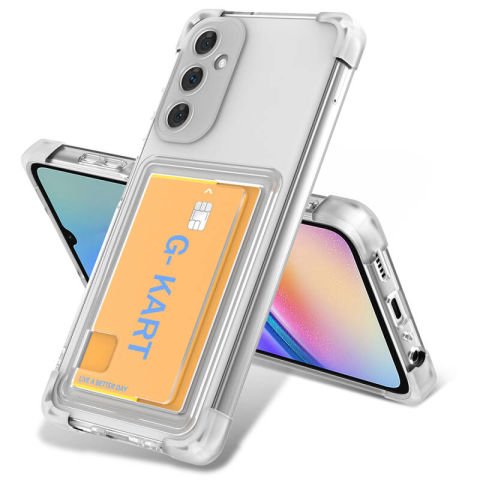 Galaxy A15 Kılıf Airbag Tasarımlı Şeffaf Kartlıklı Patinda G-Kart Kapak