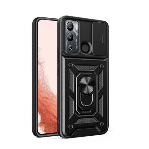 İnfinix Hot 12i Kılıf Magnetik Standlı Kamera Korumalı Patinda Sürgülü Vega Kapak