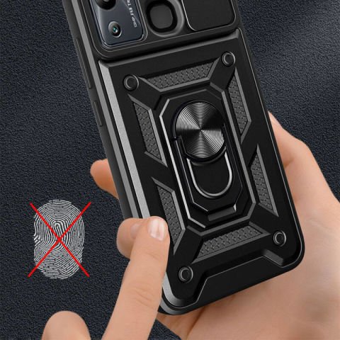 İnfinix Hot 20i Kılıf Magnetik Standlı Kamera Korumalı Patinda Sürgülü Vega Kapak