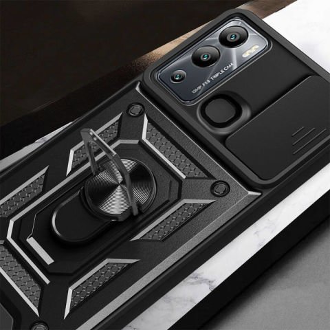 İnfinix Hot 20i Kılıf Magnetik Standlı Kamera Korumalı Patinda Sürgülü Vega Kapak
