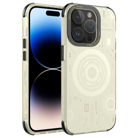 Apple iPhone 14 Pro Max Kılıf Patinda Wireless Şarj Özellikli Desenli Hot Kapak