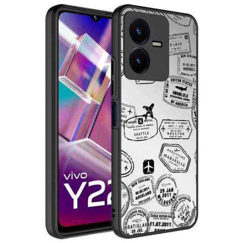 Vivo Y35 Kılıf Aynalı Desenli Kamera Korumalı Parlak Patinda Mirror Kapak