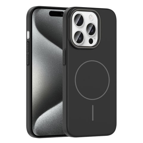 Apple iPhone 15 Pro Max Kılıf Magsafe Şarj Özellikli Patinda Ruby Sert Kapak