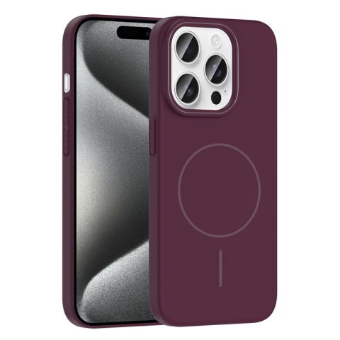 Apple iPhone 15 Pro Max Kılıf Magsafe Şarj Özellikli Patinda Ruby Sert Kapak
