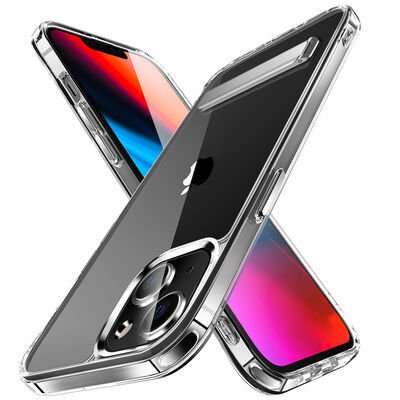 Apple iPhone 14 Plus Kılıf Standlı Şeffaf Silikon Patinda L-Stand Kapak