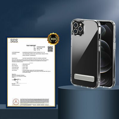 Apple iPhone 14 Pro Kılıf Standlı Şeffaf Silikon Patinda L-Stand Kapak
