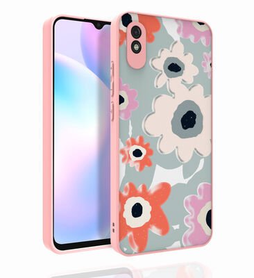 Xiaomi Redmi 9A Kılıf Desenli Kamera Korumalı Parlak Patinda Nora Kapak