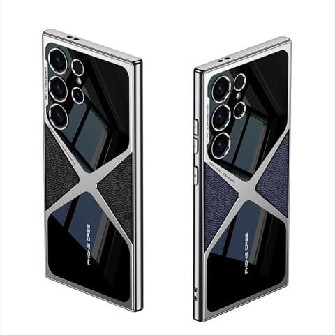 Galaxy S24 Ultra Kılıf Ultra İnce Kamera Korumalı PC + Deri Arka Yüzey Patinda X-Pro Kapak