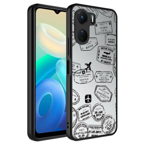 Vivo Y16 Kılıf Aynalı Desenli Kamera Korumalı Parlak Patinda Mirror Kapak
