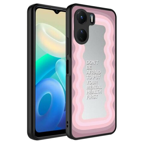 Vivo Y16 Kılıf Aynalı Desenli Kamera Korumalı Parlak Patinda Mirror Kapak