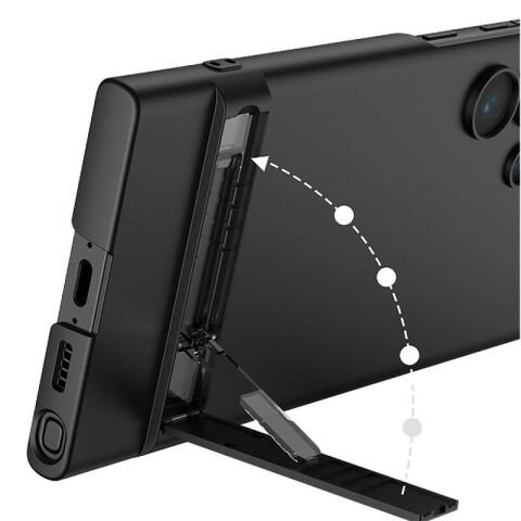 Galaxy S24 Ultra Kılıf Patinda Kamera Korumalı Dikey Standlı Ays Kapak