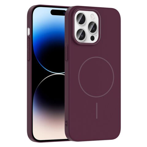 Apple iPhone 14 Pro Max Kılıf Magsafe Şarj Özellikli Patinda Ruby Sert Kapak