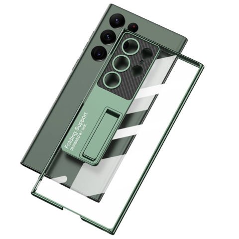 Galaxy S24 Ultra Kılıf Kamera Korumalı Şeffaf Tasarımlı Patinda Lego Standlı Kapak