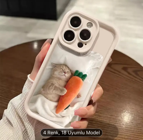 iPhone Kamera Korumalı Lazer Baskı Kedi Silikon