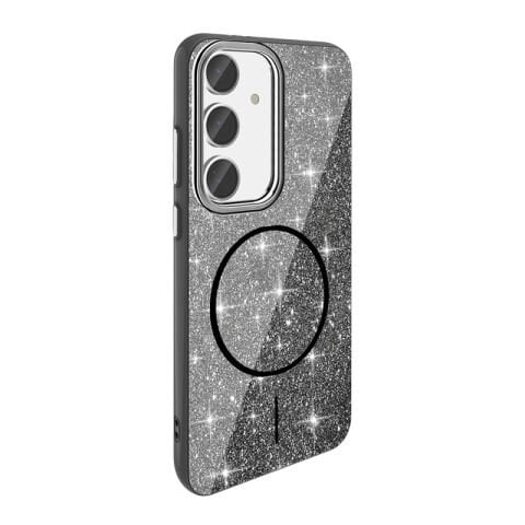 Galaxy S23 FE Kılıf Magsafe Şarj Özellikli Parlayan Simli Patinda Okso Kapak