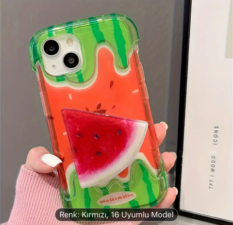 iPhone 14 Popsocket Karpuz Desenli Silikon