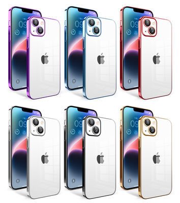 Apple iPhone 14 Plus Kılıf Kamera Korumalı Renkli Çerçeveli Patinda Garaj Kapak