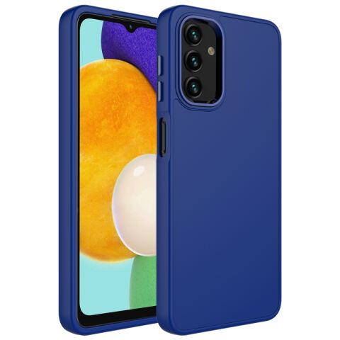 Galaxy A04S Kılıf Metal Çerçeve ve Buton Tasarımlı Silikon Patinda Luna Kapak