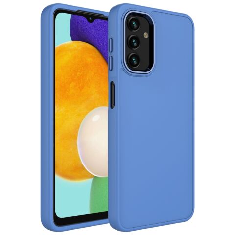 Galaxy A04S Kılıf Metal Çerçeve ve Buton Tasarımlı Silikon Patinda Luna Kapak