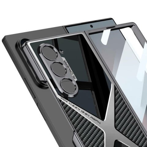 Galaxy Z Fold 6 Kılıf Ultra İnce Kamera Korumalı PC + Karbon Arka Yüzey Patinda X-Pro Kapak