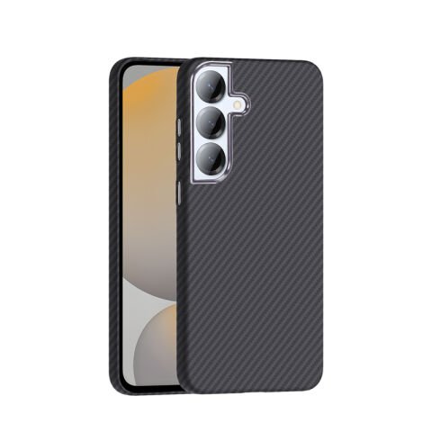 Galaxy S25 Plus Kılıf M-safe Şarj Özellikli Karbon Fiber Görünümlü Patinda Gros Kapak