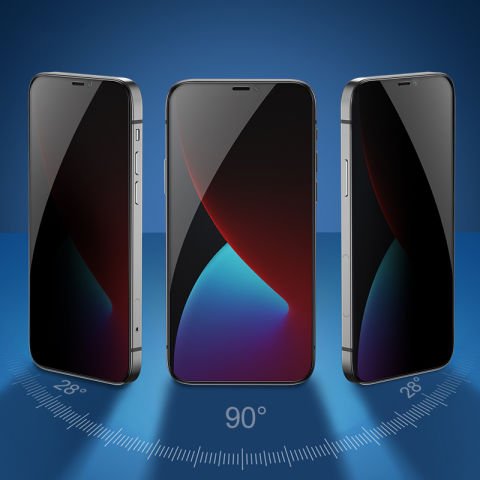 Apple iPhone 16 Pro Max Patinda Kolay Uygulama Aparatlı 5D Magic Privacy Glass Hayalet Cam Ekran