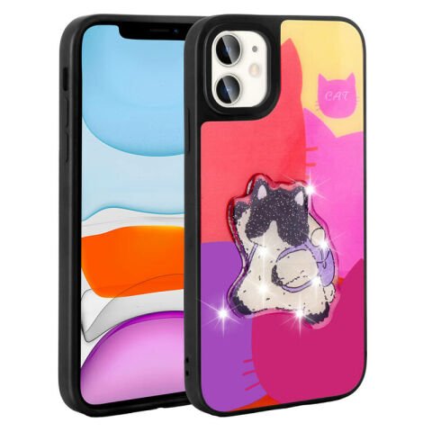 Apple iPhone 11 Kılıf Parlayan Kabartmalı İkonik Figürlü Patinda Amas Silikon Kapak