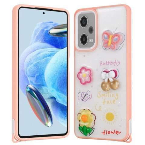 Xiaomi Redmi Note 12 Pro Plus 5G Kılıf Parlayan Simli Kabartma Figürlü Patinda Cevze Kapak