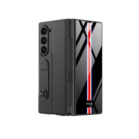 ?Galaxy Z Fold 6 Kılıf Kamera Korumalı Kartlıklı Kalem Bölmeli Patinda Kıpta Çizgili Droga Kılıf